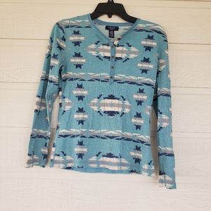 MP Chaps long sleeve tshirt blue cream tees